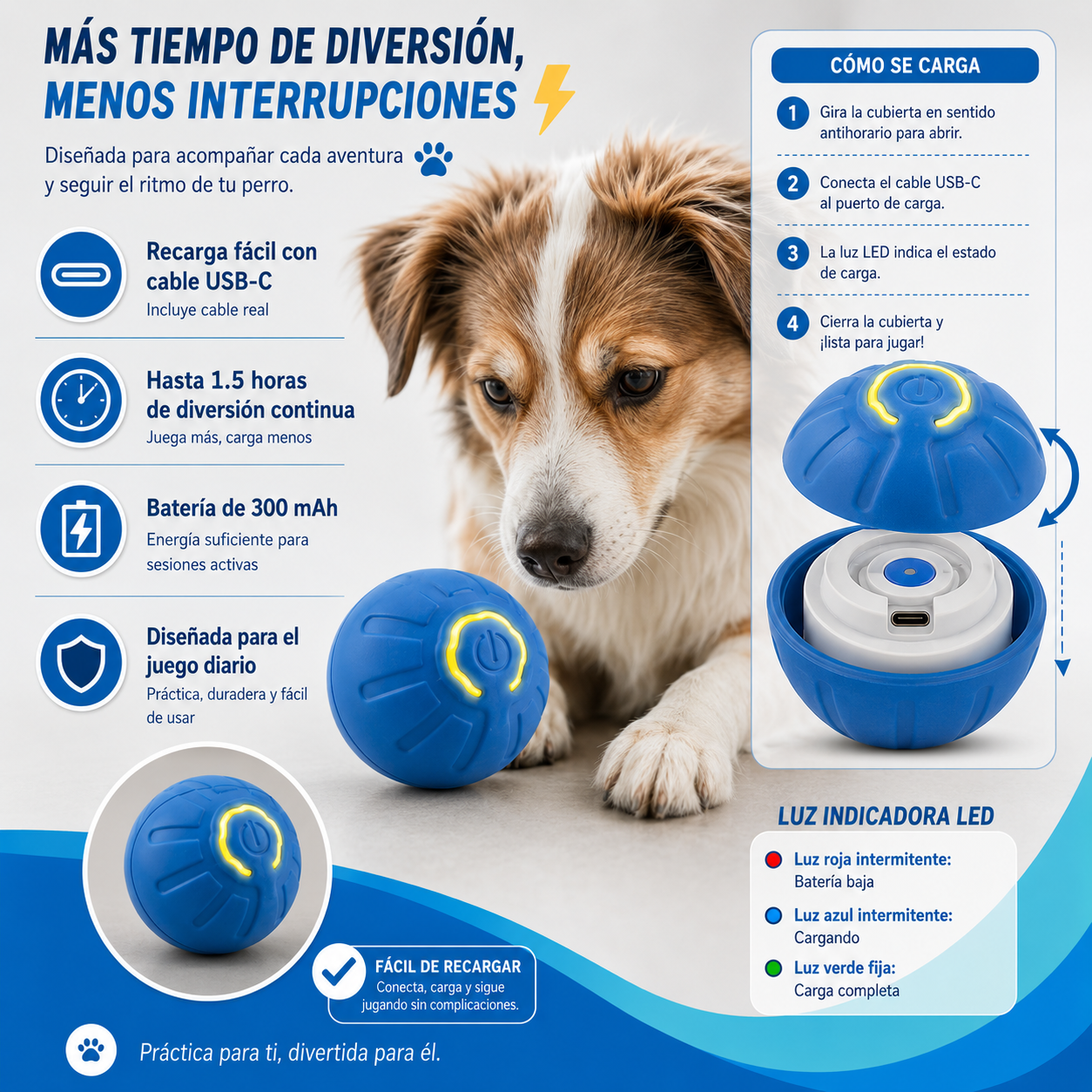 La pelota inteligente que mantiene feliz y activo a tu compañero 🐾